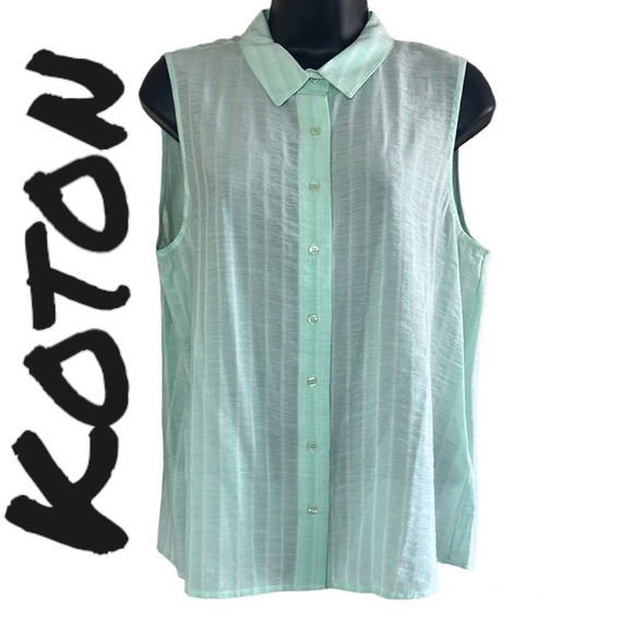 Koton Striped Sleeveless Button-Up Shirt Size EU 42 - Picture 1 of 13